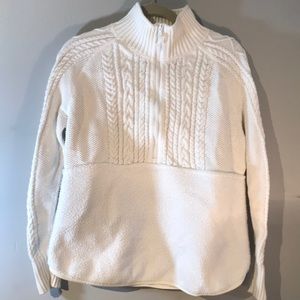 Vineyard Vines cream cable knit zippered turtleneck